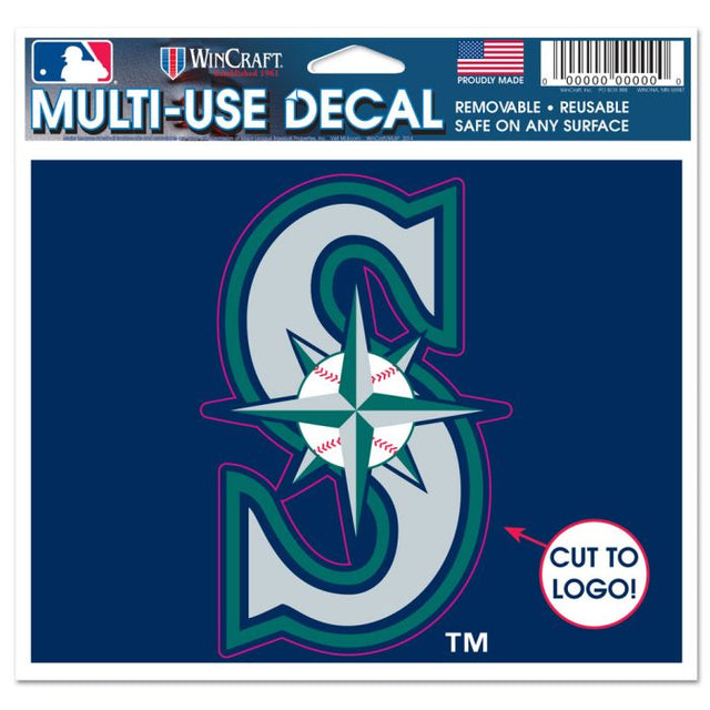 Calcomanía multiusos con el logotipo de la gorra de los Seattle Mariners (corte del logotipo, 5" x 6")