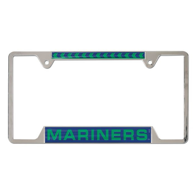 Marco de placa de licencia de metal con incrustaciones de los Seattle Mariners, 4 pestañas