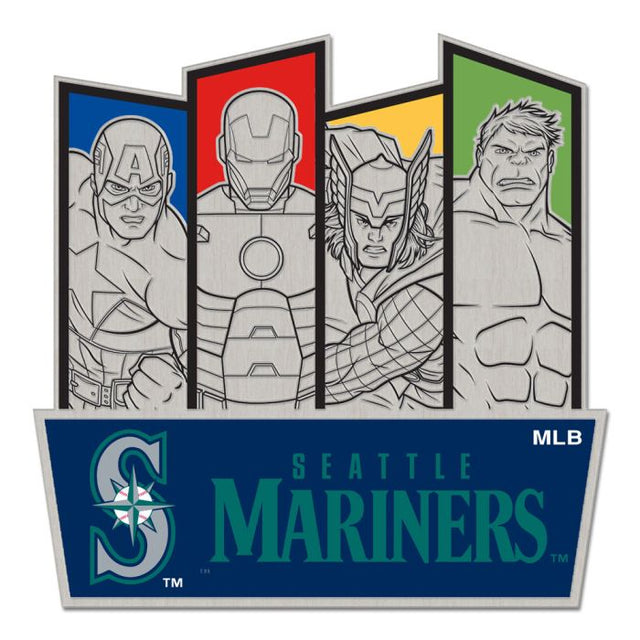 Tarjeta de joyería con pin de colección de los Seattle Mariners/Marvel (c) 2021