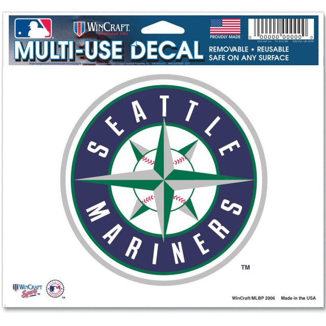 Calcomanía multiusos de los Seattle Mariners, fondo transparente, 5" x 6"