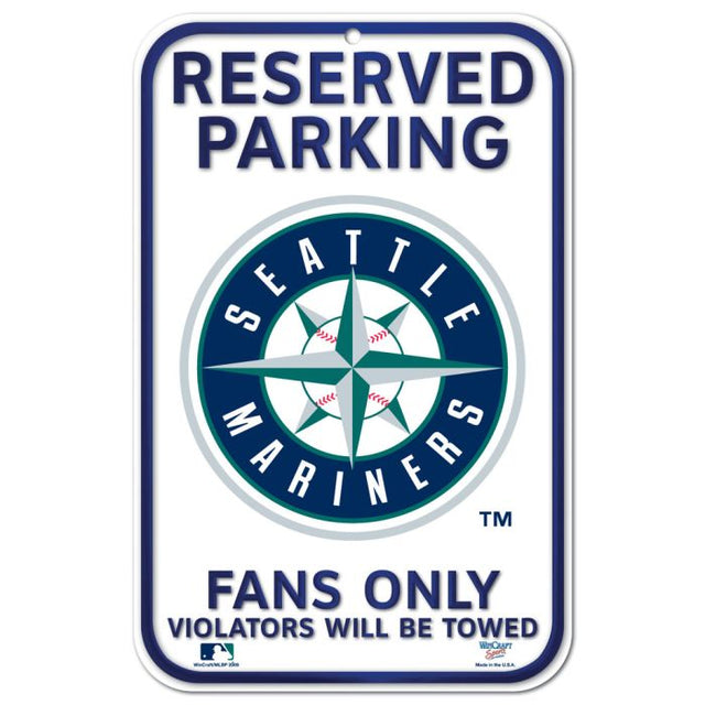 Letrero de plástico de estacionamiento reservado de los Seattle Mariners de 11" x 17"