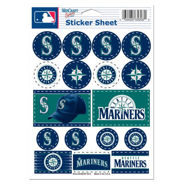 Lámina de calcomanías de vinilo de los Seattle Mariners de 5" x 7"