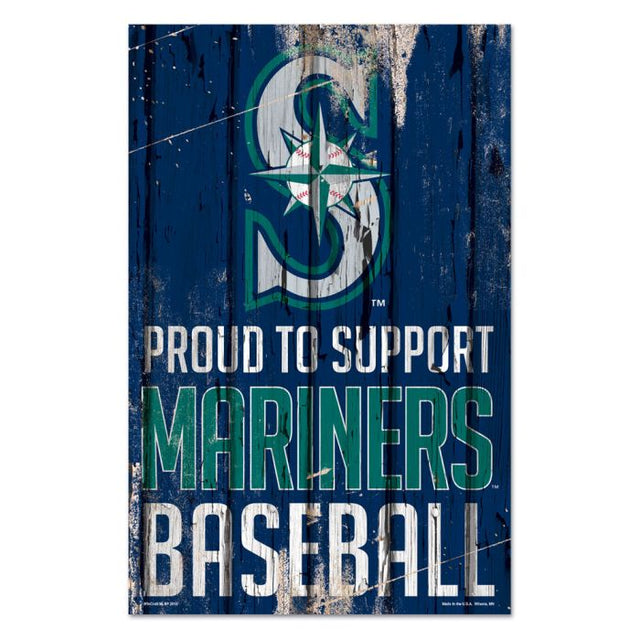 Letrero de madera de los Seattle Mariners, 11" x 17", 1/4" de grosor