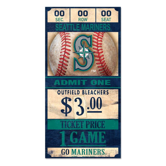 Letrero de madera de los Seattle Mariners de 6 x 12 3/8" de grosor