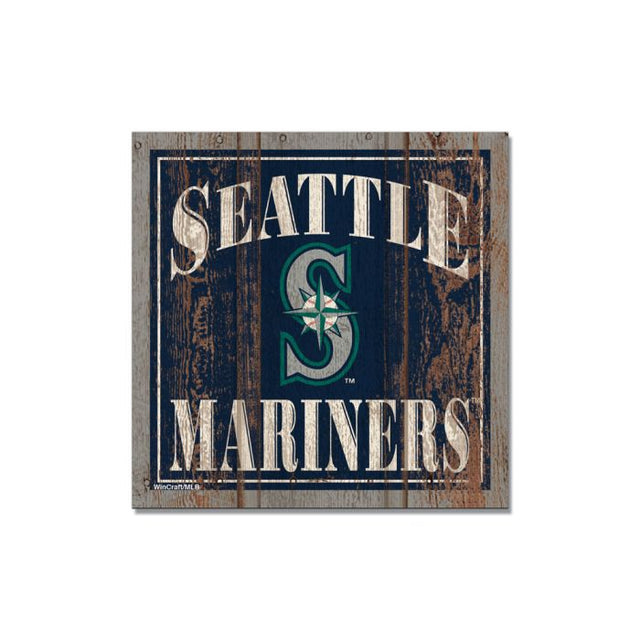 Imán de madera de los Marineros de Seattle de 3" x 3"