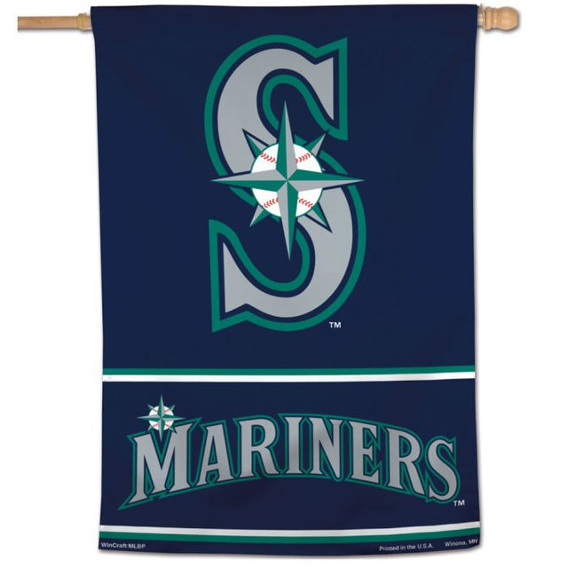 Bandera vertical con el logo de los Seattle Mariners de 28" x 40"