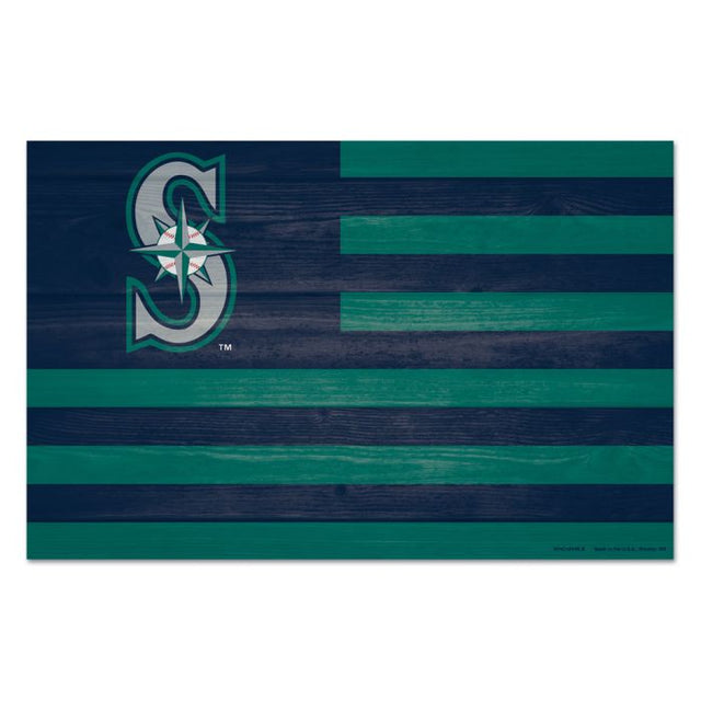 Letrero de madera con la frase americana de los Seattle Mariners, 11" x 17", 1/4" de grosor