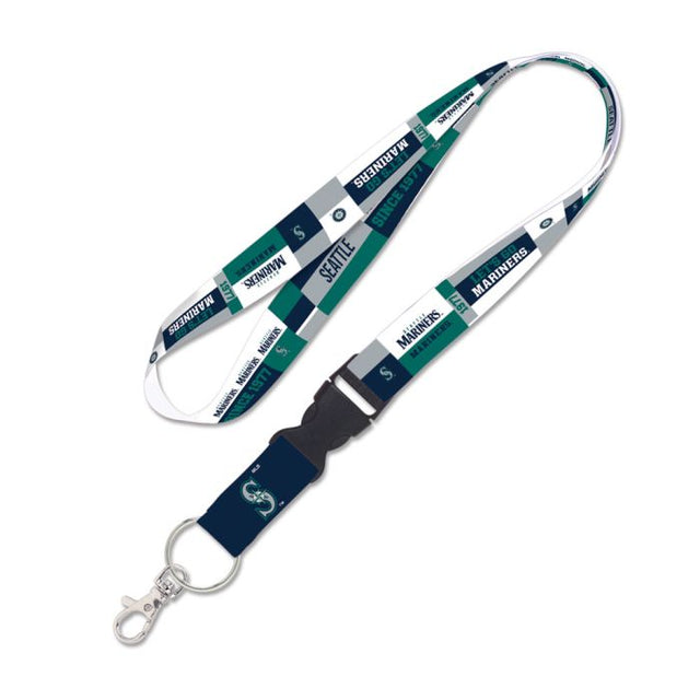 Seattle Mariners color block Lanyard w/detachable buckle 1"