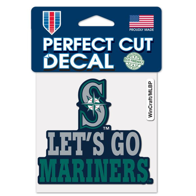 Calcomanía de color de corte perfecto con el lema de los Seattle Mariners de 4" x 4"