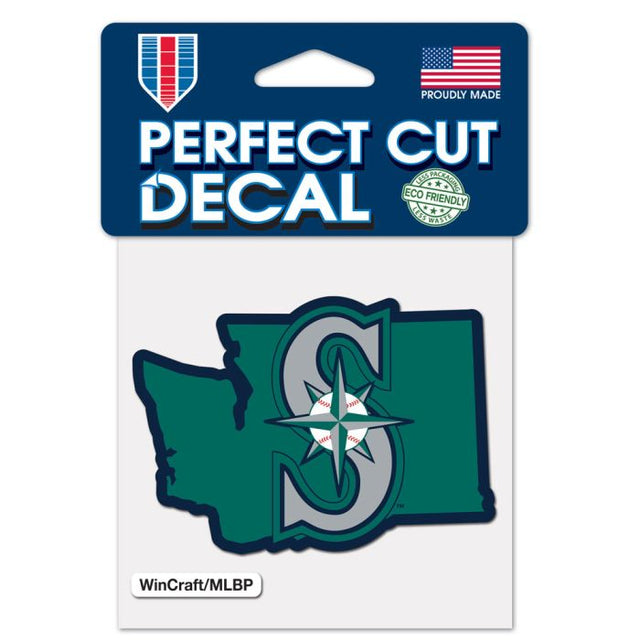 Seattle Mariners state shape Perfect Cut Color Decal 4" x 4"