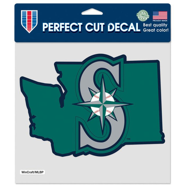 Seattle Mariners state shape Perfect Cut Color Decal 8" x 8"