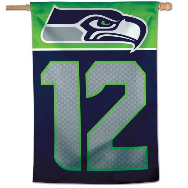 Bandera vertical de los Seattle Seahawks, número 12 del equipo, 28" x 40"