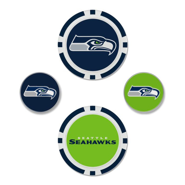 Juego de cuatro marcadores de pelota de los Seattle Seahawks