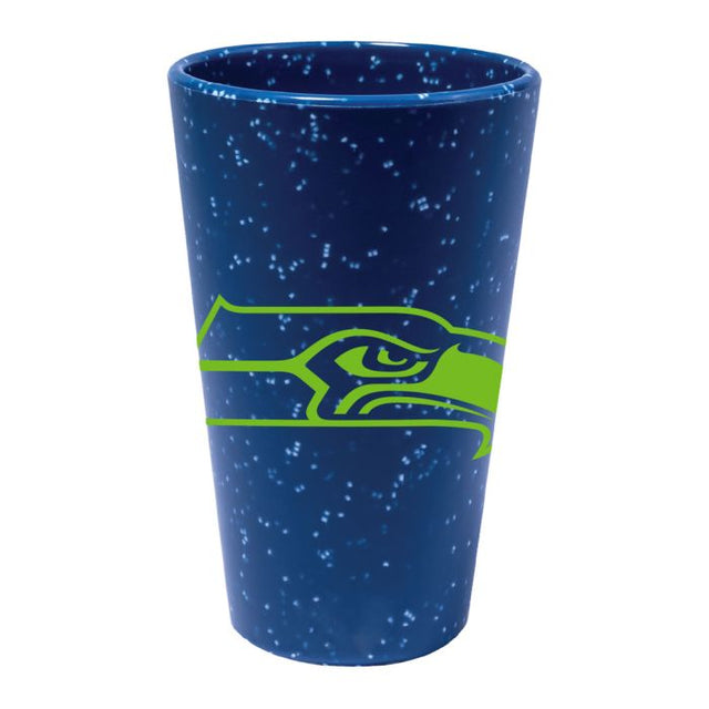 Vaso de pinta de silicona de 16 oz con diseño de los Seattle Seahawks en color azul moteado