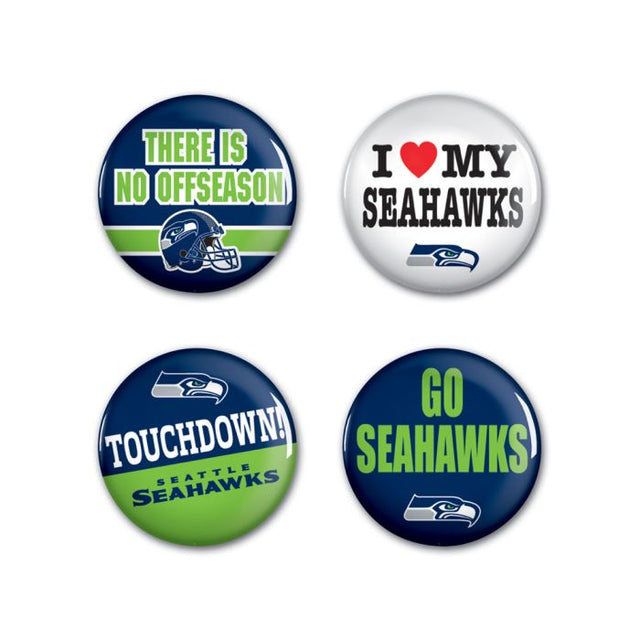 Seattle Seahawks Button 4 Pack 1 1/4" Rnd