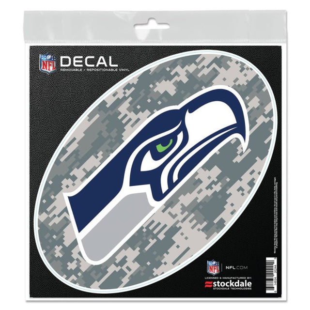 Adhesivo para todo tipo de superficies con diseño de camuflaje de los Seattle Seahawks, 6" x 6"