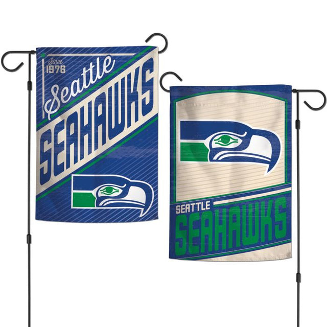 Banderas de jardín retro con logotipo clásico de Seattle Seahawks, de 2 lados, 12,5" x 18"