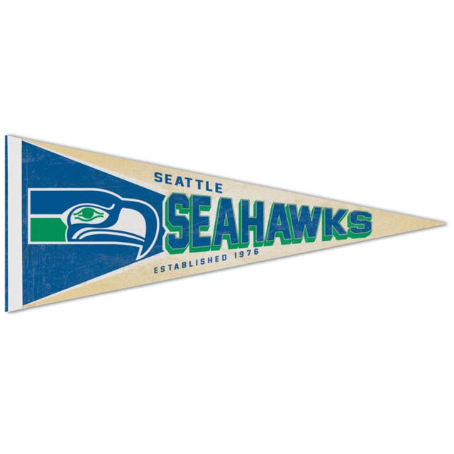 Banderín premium retro con el logotipo clásico de los Seattle Seahawks, 12" x 30"