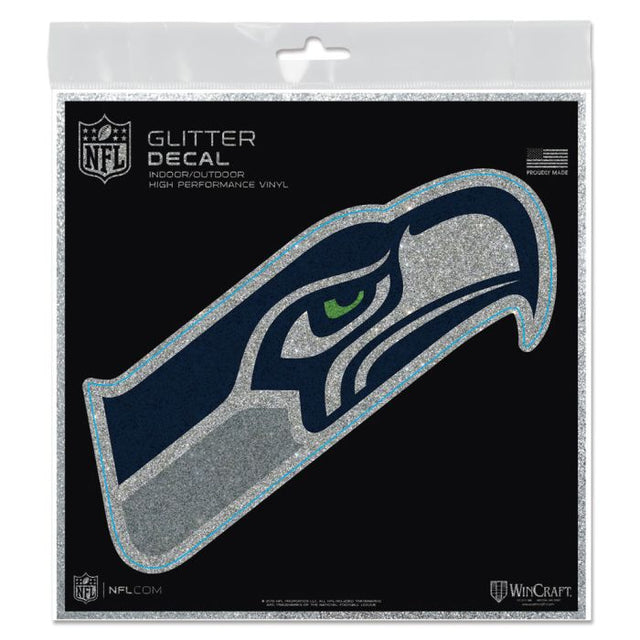 Calcomanía con brillantina de los Seattle Seahawks de 6" x 6"