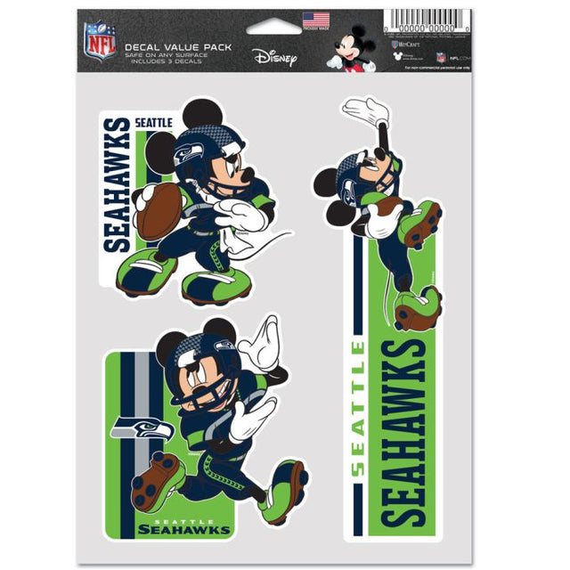 Paquete de 3 ventiladores multiusos de los Seattle Seahawks y Disney Mickey Mouse