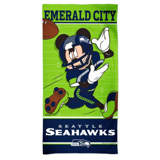 Toalla de playa Spectra de los Seattle Seahawks y Mickey Mouse de Disney, 30" x 60"