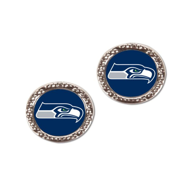 Seattle Seahawks Earrings Jewelry Carded Round