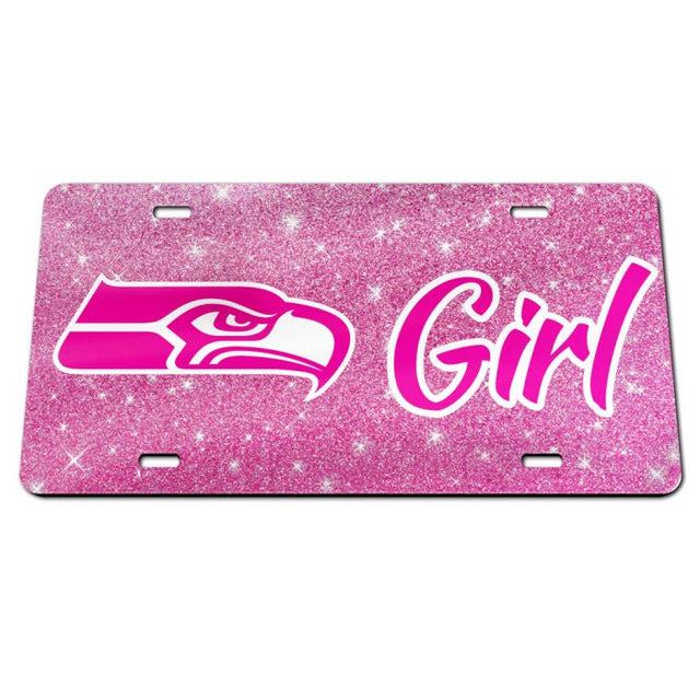 Seattle Seahawks GLITTER BACKGROUND Acrylic Classic License Plates