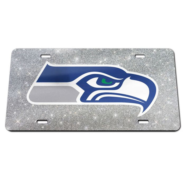 Seattle Seahawks GLITTER BACKGROUND Acrylic Classic License Plates