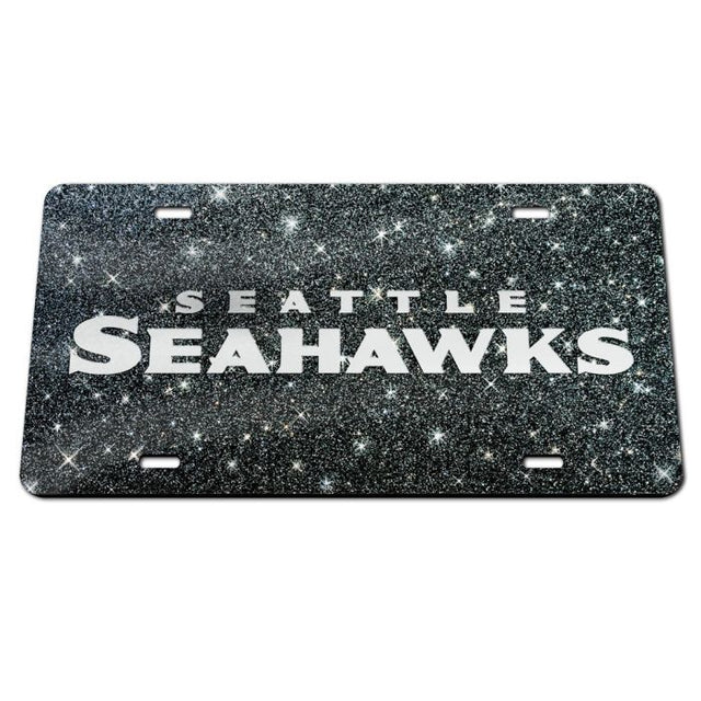 Seattle Seahawks GLITTER BACKGROUND Acrylic Classic License Plates