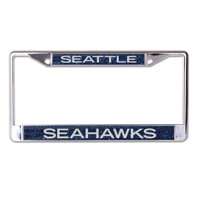 Seattle Seahawks GLITTER BACKGROUND Lic Plate Frame B/O Printed