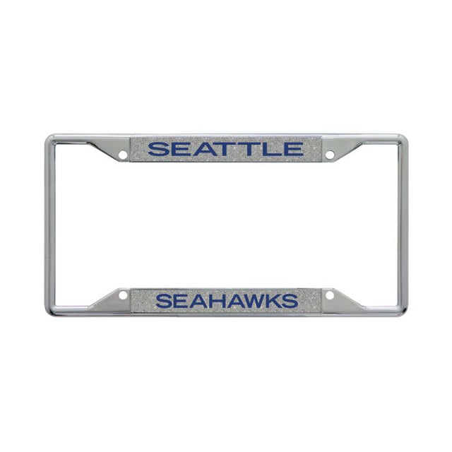 Seattle Seahawks GLITTER BACKGROUND Lic Plt Frame S/S Printed