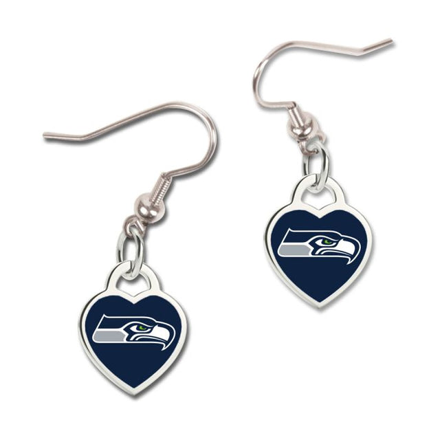 Seattle Seahawks Heart Earrings w/3D Heart