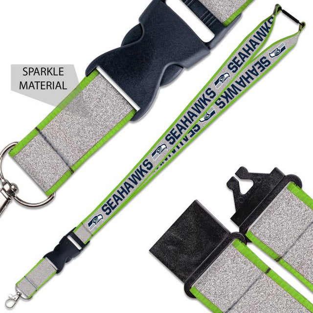 Seattle Seahawks Lanyard w/Buckle Glitter 1"