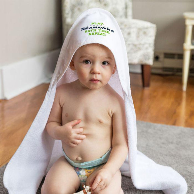 Seattle Seahawks / Littlest Fan Slogan All Pro Hooded Baby Towel