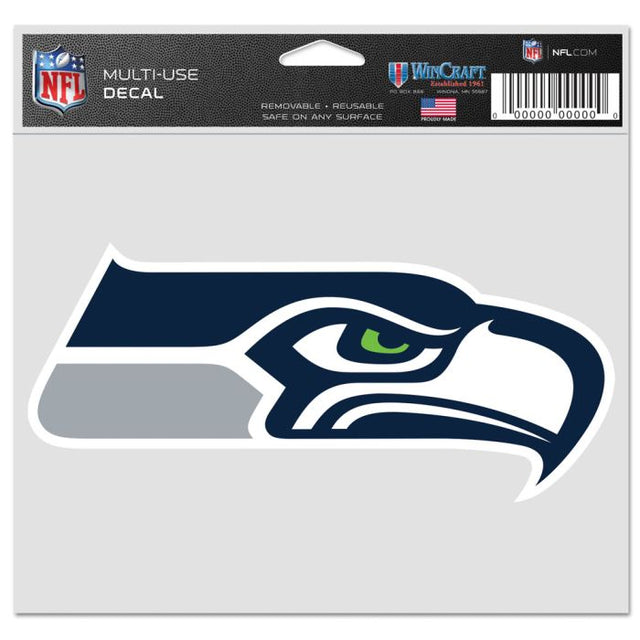 Seattle Seahawks Logo Multi-Use Decal -Clear Bckrgd 5" x 6"