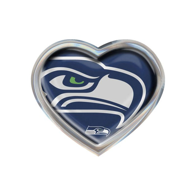 Emblema abovedado de metal cromado MEGA de los Seattle Seahawks con forma de corazón