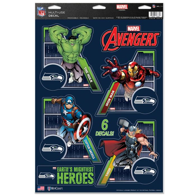 Seattle Seahawks / Marvel (C) Calcomanía multiusos Marvel 2021 de 11" x 17"