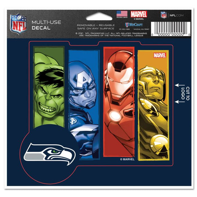 Seattle Seahawks / Marvel (C) Calcomanía multiusos de Marvel 2021: cortada según el logotipo de 5" x 6"