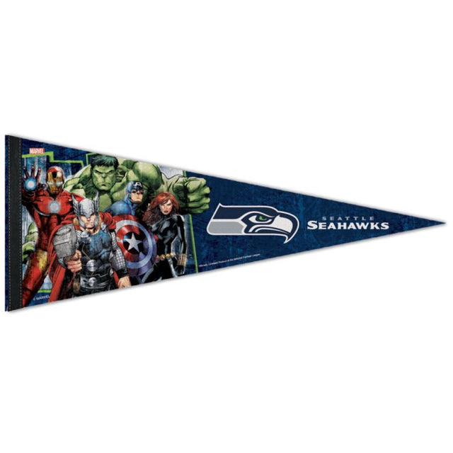 Banderín premium de Marvel de Seattle Seahawks/Marvel (C) 2021 de 12" x 30"