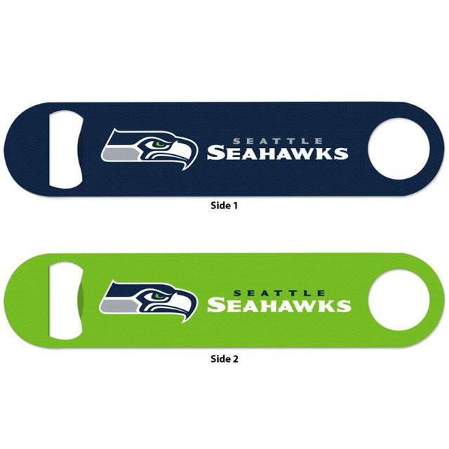 Abridor de botellas de metal de los Seattle Seahawks de 2 lados