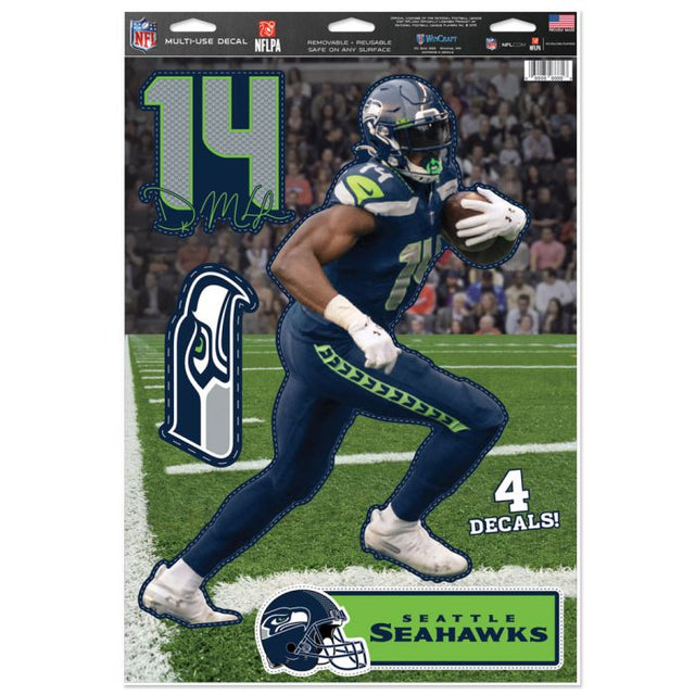 Adhesivo multiusos de los Seattle Seahawks, 11" x 17", DK Metcalf