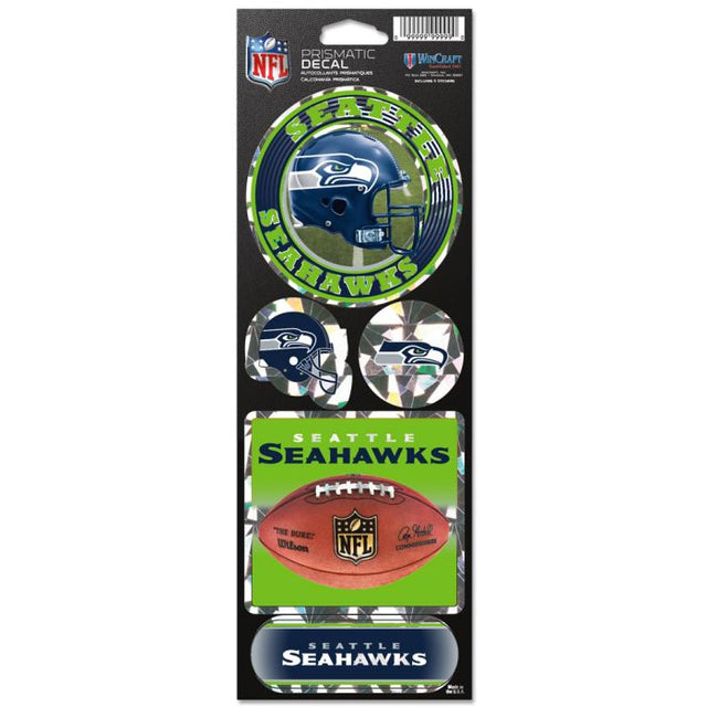 Calcomanía prismática de los Seattle Seahawks de 4" x 11"