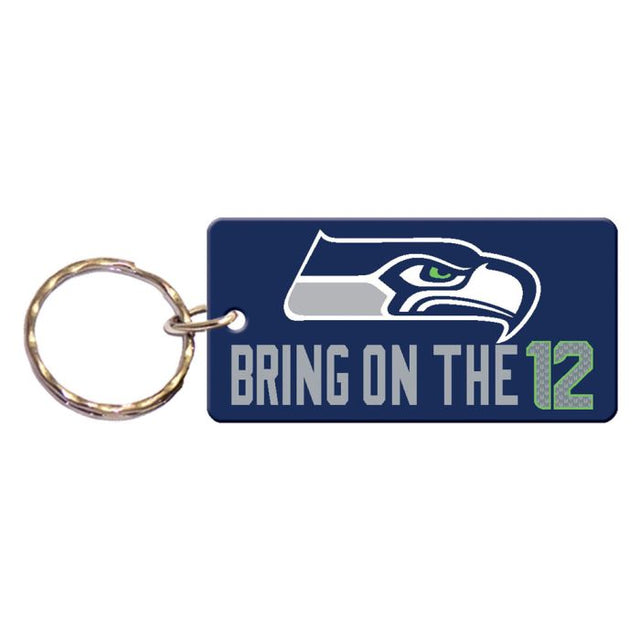 Llavero rectangular con lema de los Seattle Seahawks