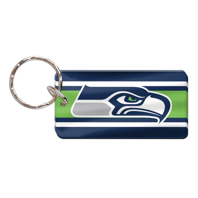 Llavero rectangular con rayas de los Seattle Seahawks