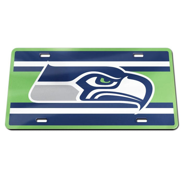 Placa de matrícula especial de acrílico con el logo de los Seattle Seahawks STRIPES