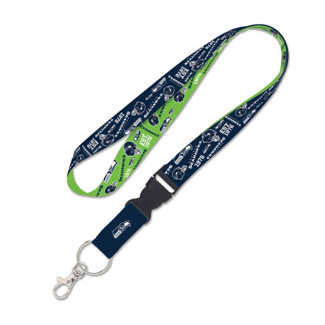 Seattle Seahawks Scatterprint Lanyard w/detachable buckle 1"