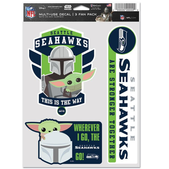 Paquete multiusos para 3 fanáticos de los Seattle Seahawks y Star Wars Mandalorian