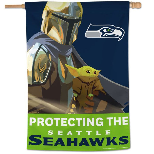 Bandera vertical de los Seattle Seahawks y el mandaloriano de Star Wars de 71 x 101 cm