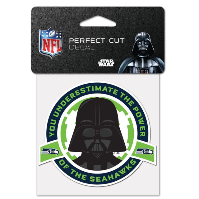 Calcomanía de color de corte perfecto de los Seattle Seahawks/Star Wars Vader de 4" x 4"