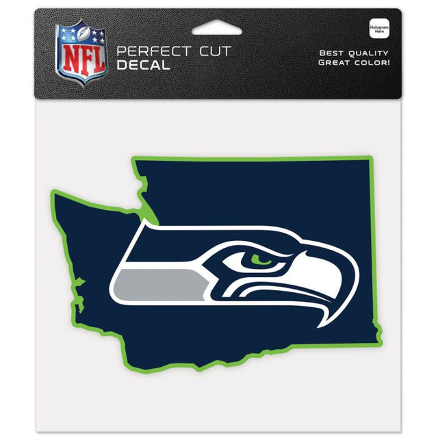 Calcomanía de color con corte perfecto en forma de estado de los Seattle Seahawks de 8" x 8"